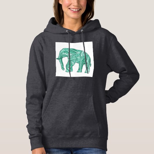 Vrouwen Basic Patroon Elephant Hoodie (Voorkant)