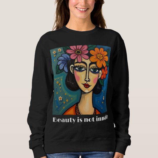 Vrouwen Basic Sweatshirt met positieve boodschap (Voorkant)