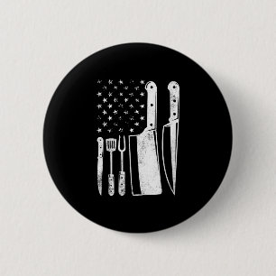 Vrouwen bbq usa vlag patriottische vierde juli ronde button 5,7 cm