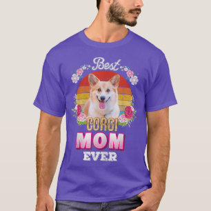 Vrouwen Best Dog Mam Ever Corgi Floral Retro Lover T-shirt