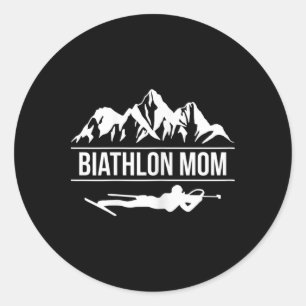 Vrouwen Biathlon Mom Biatleet Skiën Schieten Ronde Sticker