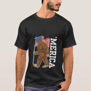 Vrouwen Bigfoot Amerika Rock Amerikaanse Vlag Patr T-shirt