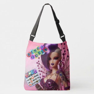 vrouwen Bingo Queen pop met paarse Mohawk bling Crossbody Tas