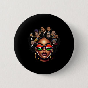 Vrouwen Black Queen Pride Afro Girl Bhm Black Hist Ronde Button 5,7 Cm