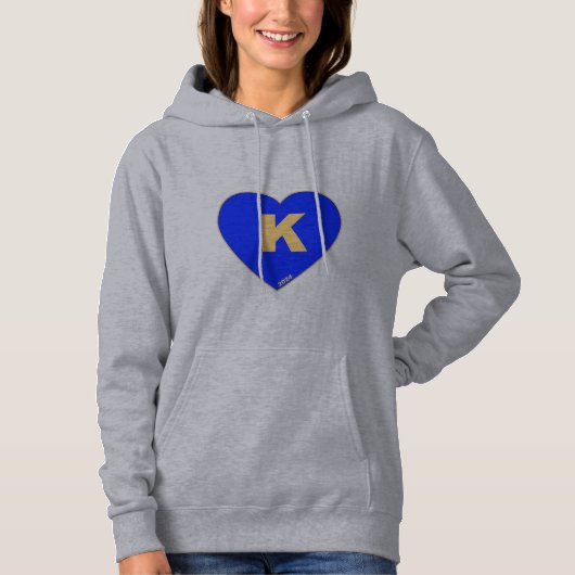 Vrouwen Blauw & Goud K-Hart Hoodie (Voorkant)