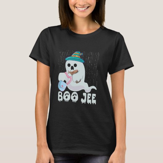 Vrouwen Boo Jee Schattigee geest met koffie Hallow T-shirt (Voorkant)