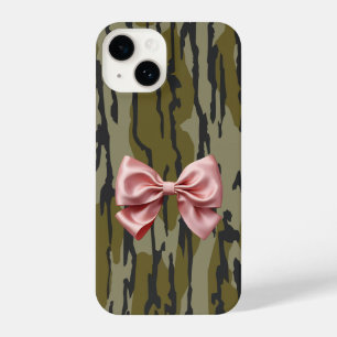 Vrouwen Bottomland Camo Schattige Roze Lint Bow iPhone 14 Hoesje