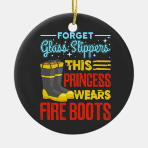 Vrouwen brandweermannen Deze prinses draagt brandl Keramisch Ornament