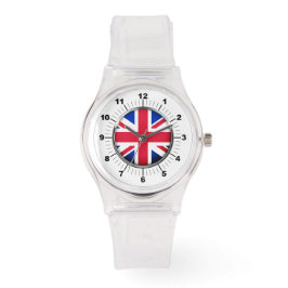 Vrouwen Britse vlag Sportief Roze Silicon horloge