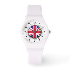 Vrouwen Britse vlag Sportief Wit Silicon Horloge