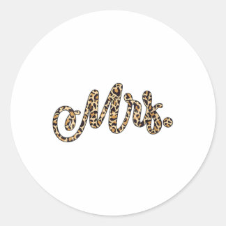 Vrouwen Bruid Bruidegom Mevrouw Leopard Print Wedd Ronde Sticker