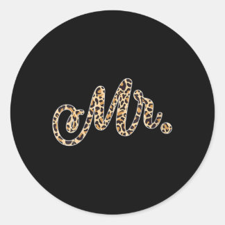 Vrouwen Bruid Bruidegom Mr. Leopard Print Wedding  Ronde Sticker