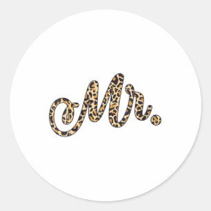 Vrouwen Bruid Bruidegom Mr. Leopard Print Wedding Ronde Sticker