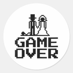 Vrouwen Bruidegom Bruid Bachelor Partner Game Over Ronde Sticker