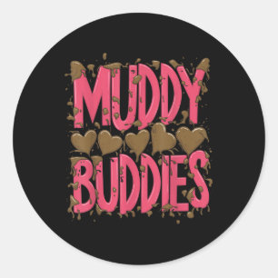 Vrouwen Buddies Muddy Run Mudding Running Meisjes Ronde Sticker