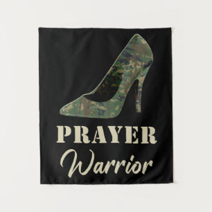 Vrouwen Camo Heels Prayer Warrior Faith Christelij Wandkleed