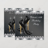 Vrouwen Chic Black verjaardagsfeestje Kaart (Voorkant / Achterkant)