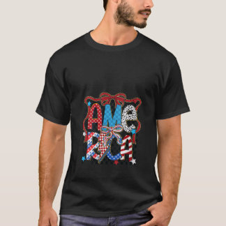 Vrouwen Coquette Bow 4 juli Verenigde Staten Vlag T-shirt
