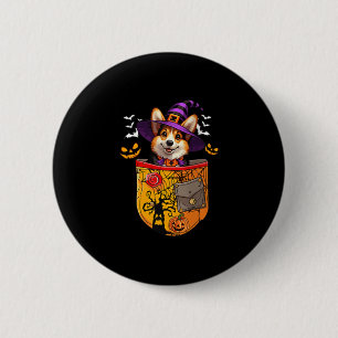 Vrouwen Corgi als heks in ketting Halloween honden Ronde Button 5,7 Cm