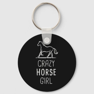 Vrouwen Crazy Horse Girl Grappig Paardrijden Sleutelhanger