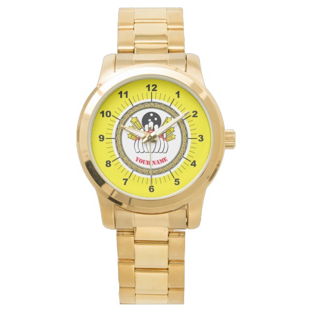 Vrouwen Custom Bowling (naam toevoegen) Oversized  Horloge (Voorkant)