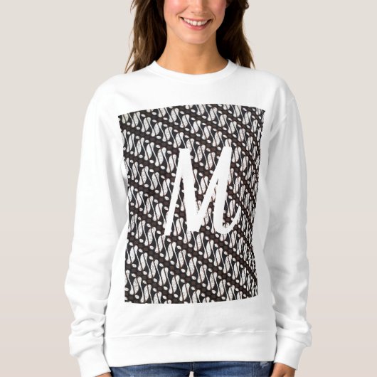 Vrouwen Custom Initiaal Java Etnische Batik & Wit Trui (Voorkant)