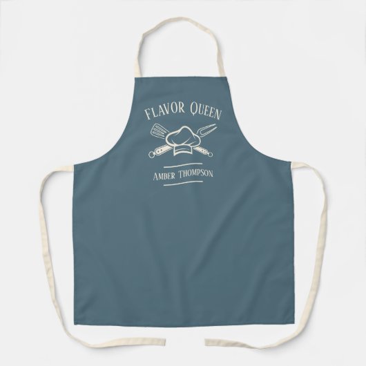 Vrouwen Custom Tekst & Naam Chef Koken BBQ Schort (Voorkant)