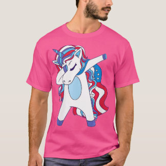 Vrouwen Dabbing Unicorn 4 juli Girls American T-shirt