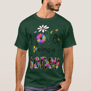 Vrouwen Daisy flower houden van honing om van kuns T-shirt
