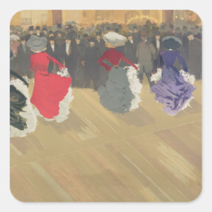 Vrouwen dansen het blik-kan vierkante sticker