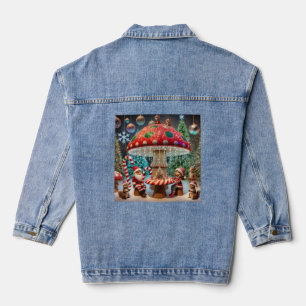 Vrouwen Denim Jacket: Kerstmis Paddenstoel Design Jacket