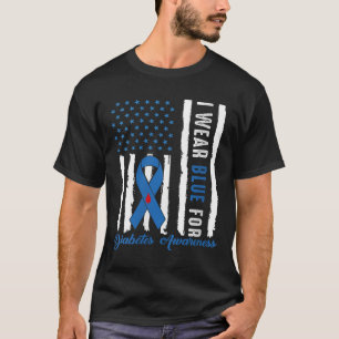 Vrouwen Diabetes Awareness T-shirt Blue Ribbon Dia