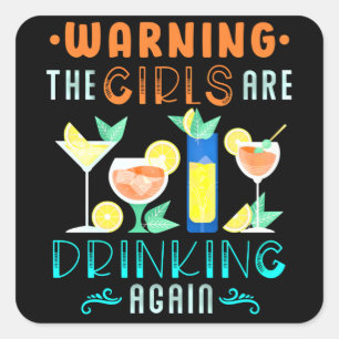 Vrouwen die Cocktail-alcoholische alcoholhoudende Vierkante Sticker