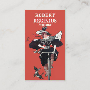 Vrouwen die fietsen met honden visitekaartje