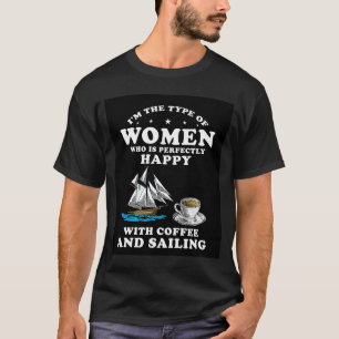 Vrouwen die heel gelukkig zijn met koffie en zeile t-shirt