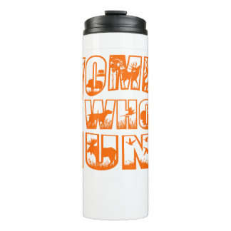 Vrouwen die jagen op Oranje Logo Thermal Tumbler Thermosbeker