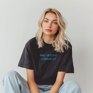 Vrouwen die leven door Pickleball turquoise brief T-shirt