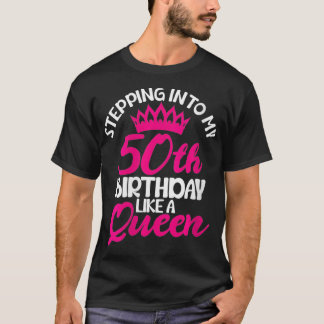 Vrouwen die mijn 50e verjaardag van het T-shirt va