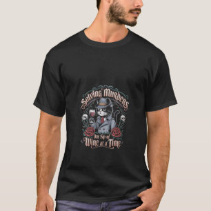 Vrouwen die moorden oplossen True Crime Wine Cat V T-shirt