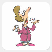 Vrouwen die pillen nemen vierkante sticker (Voorkant)