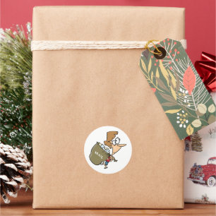 Vrouwen die postbagagerekkers vervoeren ronde sticker