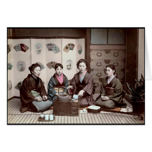 Vrouwen die Tea Drink -  Japanse Geishas (Voorkant Horizontaal)