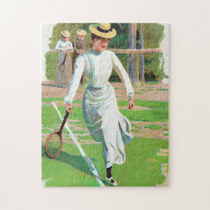 Vrouwen die tennis spelen, ongeveer 1900 legpuzzel