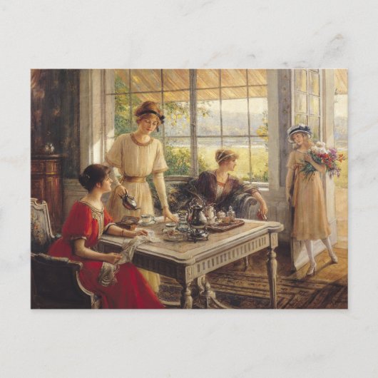 Vrouwen die thee innemen briefkaart (Voorkant)