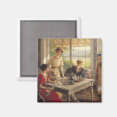 Vrouwen die thee innemen magneet (Voorkant / Achterkant)