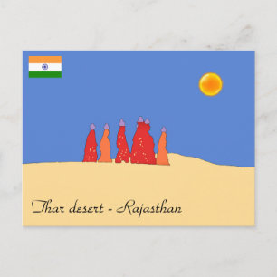 Vrouwen die water dragen in de Tharwoestijn - Raja Briefkaart