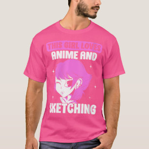Vrouwen Dit meisje houdt van anime en schetsen lie T-shirt