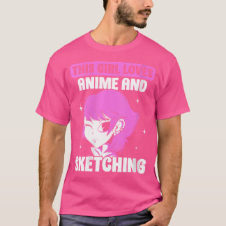 Vrouwen Dit meisje houdt van anime en schetsen lie T-shirt
