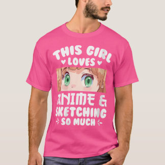 Vrouwen dit meisje houdt van anime schetsen zo vee t-shirt