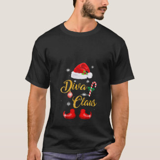 Vrouwen Diva Santa Claus Matching Familie Groep Ch T-shirt